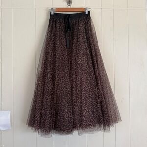 Choklate Paris Women Leopard Print Tulle Maxi Skirt Mob Wife Size S Grunge Boho